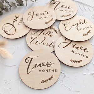 Wooden Monthly Milestone Discs For Baby Photos, Milestone Markers,  New Mom, Photography Props, Baby Name Sign, Keepsakes, Postpartum Gift