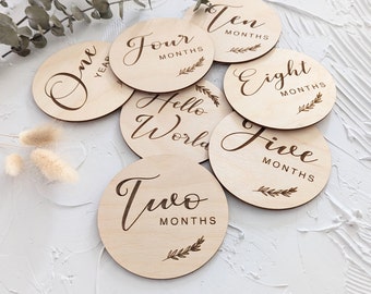 Discos de madera para hitos de bebé, accesorio fotográfico, regalo para mamá primeriza