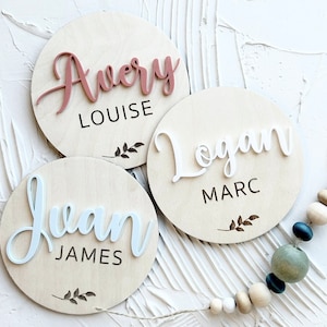 Personalized Baby Birth Announcement Sign, Wood Name Reveal, Photo Prop