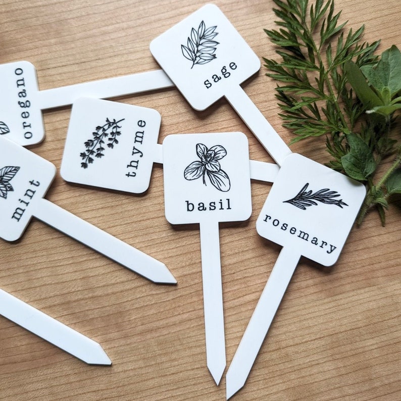 Herb and Vegetable Garden Stakes, Plant Markers, Vegetable Garden Labels, Herb Garden Markers, Acrylic Garden Stakes, Gardener's Gift image 3