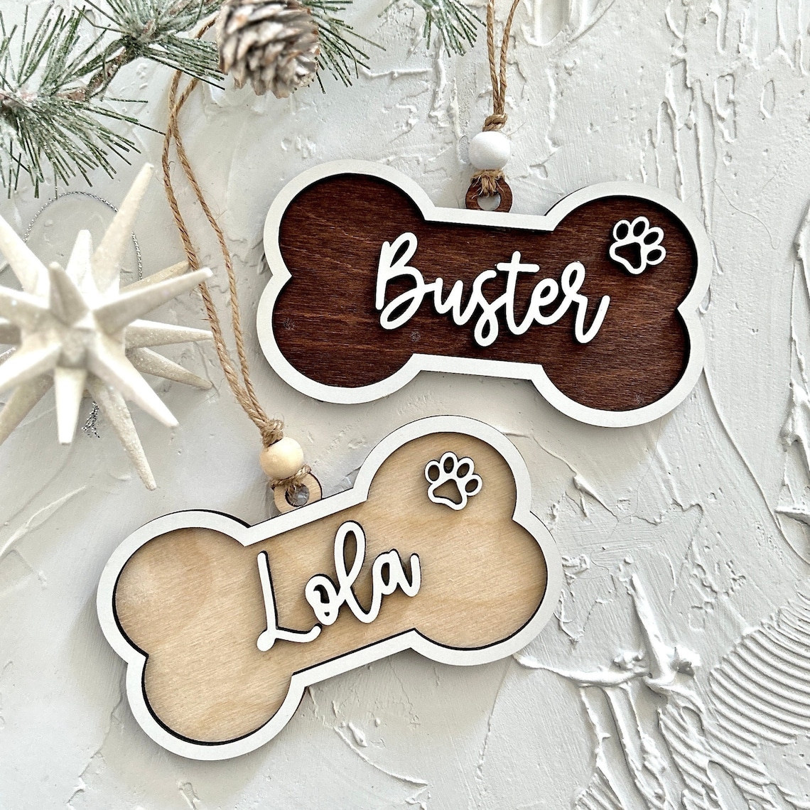 Personalized Dog Bone Christmas Ornaments.