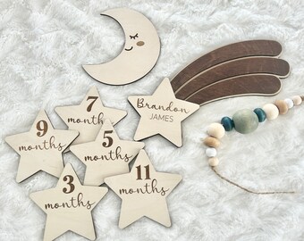 Wooden Monthly Milestones | Baby Monthly Milestones| Baby Shower Gift | Baby Photo Props | Newborn Baby Markers | Wooden Monthly Markers