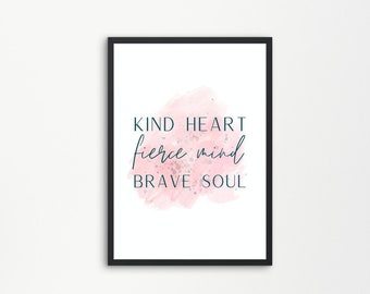 Office Printable Wall Art Kind Heart Fierce Mind Brave Soul | Boss Babe Printable Wall Art | Inspirational Quote | Office Wall Decor