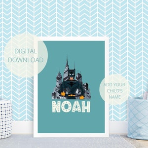Personalised Childrens Superhero Name Print | Superhero Theme | Kids Custom Wall Art | Kids Room Poster | Custom Name Art | DIGITAL DOWNLOAD