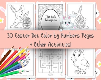 Easter Color by Numbers Book, Easter Activity Book for Kids, Easter Coloring by Numbers Activity Book, Easter Party Activity Pages for Kids