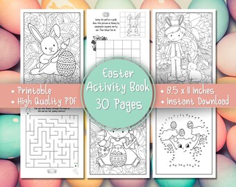 Easter Activity Book For Kids, Printable Easter Kids Activity Bundle, Word Search, Colouring Pages, Mazes, Dot To Dot, Spot The Difference