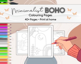 Minimalist BOHO Coloring Pages, Boho Coloring Book, Minimal Coloring Book, Minimalist Coloring Pages, For Adults, For Kids, Stress Relief