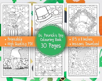 St Patricks Day Coloring Book For Kids, Saint Patricks Day, Colouring Book For Kids, Age 3-12, Activities For Kids, Adult Colouring Book