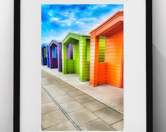 Unique Beach Hut Print captured at Seaton Carew