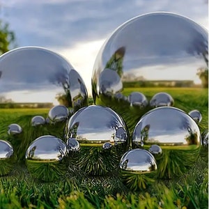 Gorgeous Garden Gazing Balls: The Original 6pcs Stainless Steel Mirror Polished Reflective Spheres for Home & Outdoor Holiday Decorations