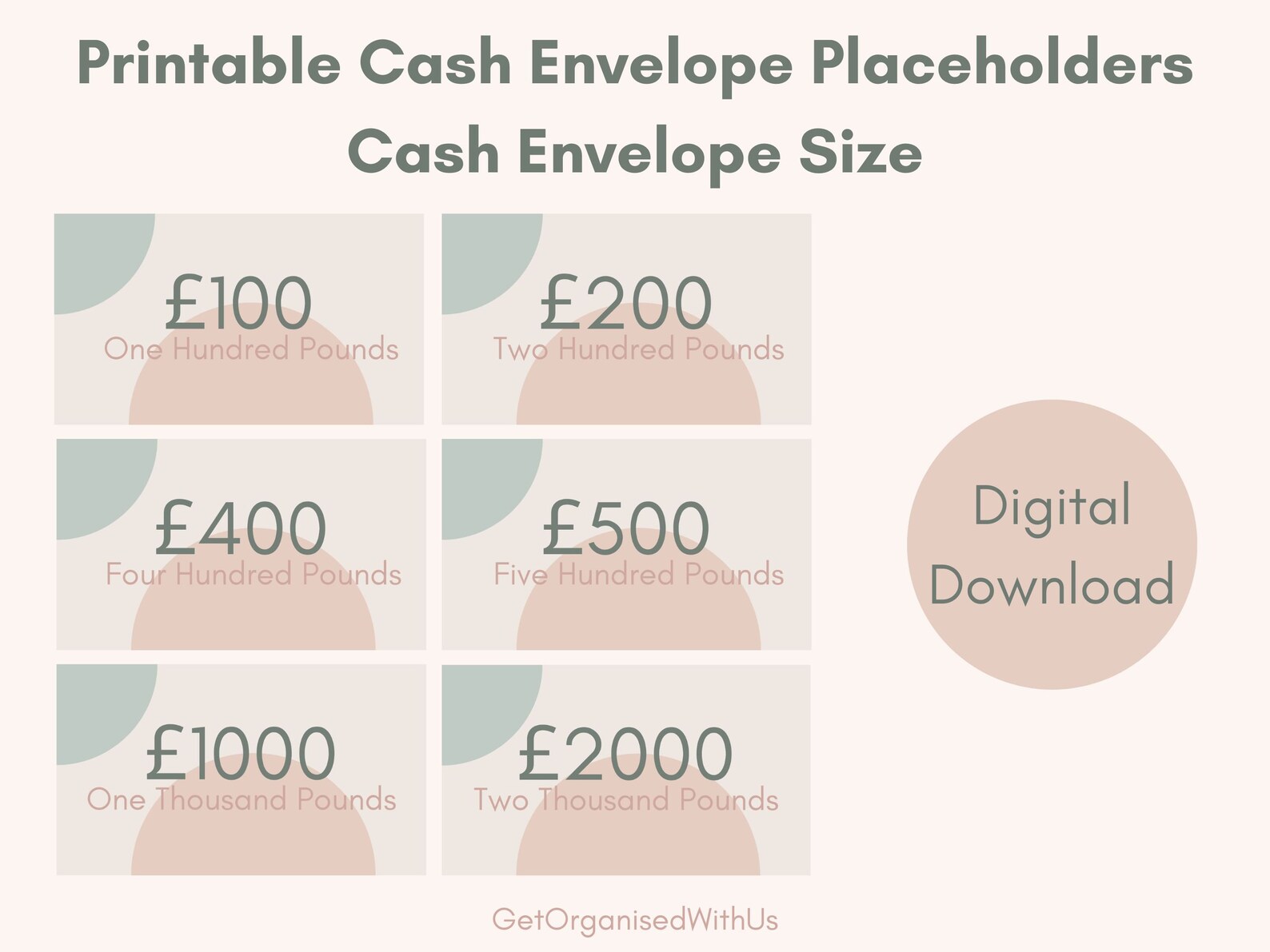 Cash Envelope Placeholders Printable Placeholders for Cash Etsy