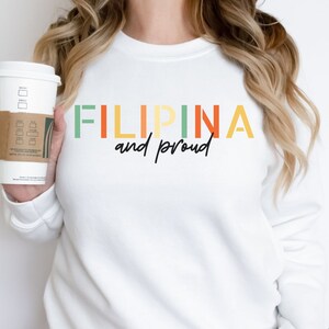 Filipina and Proud Retro Sweatshirt, Philippines Crewneck for Women, Filipina Sweatshirt, Philippines Gift, Pinay Gift, Filipina Pride