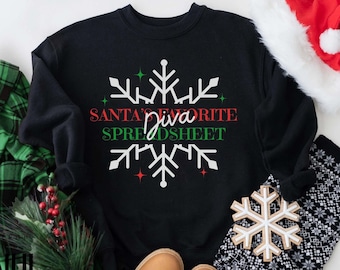 Santa's Lieblingstabelle Diva Excel-Sweatshirt für Datenanalytiker, Tabelle Humorgeschenk, Excel-Liebhaber Rundhalsausschnitt, Datenanalytiker-Geschenk