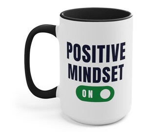 Regalo tazza da caffè bicolore bicolore a mentalità positiva, tazza di positività, tazza di mentalità di crescita, tazza di mentalità, tazza di mentalità, tazza positiva, regalo di mentalità di crescita