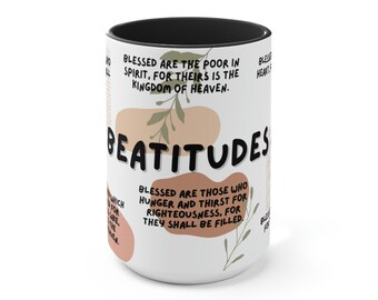 The Beatitudes, Beatitudes Dual-Toned Coffee Mug, Christian Coffee Mug, Bible Verse Coffee Mug, Christian Gift, Faith Mug