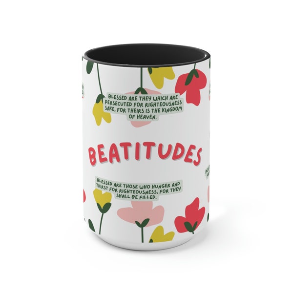 The Beatitudes, Beatitudes Dual-Toned Coffee Mug, Christian Coffee Mug, Bible Verse Coffee Mug, Christian Gift, Faith Mug, Easter Gift