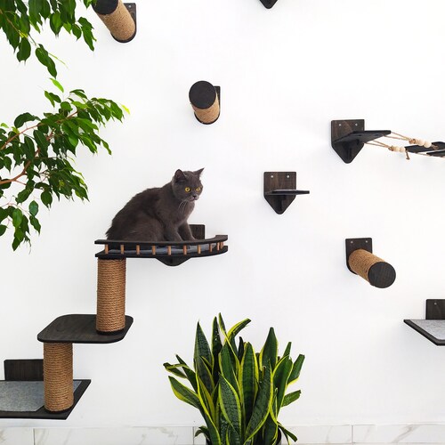 Wooden Cat Wall Furniture Set / Cat Wall Shelves / Cat Tree / Etsy