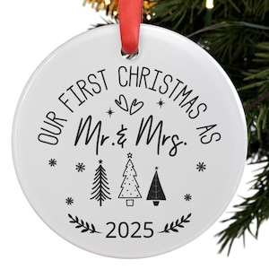 First Christmas Married Ornament, Custom 2025 Wedding Gift, Our First Christmas Married Keepsake, Acrylic Ornament Gifts, Newlywed Gift