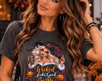 Comfort Color Halloween Tee, Witching Vibe, Halloween Wicked Shirt, Halloween Witch Vibe, Wicked Vibes, Glam Witch, Sassy Witch
