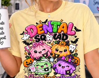 Halloween Dental Shirt, Dentist Halloween Shirt, Glitter-Look  Dental Squad Shirt, Dental Office Matching, Dental Assistant Tee, Dental Team
