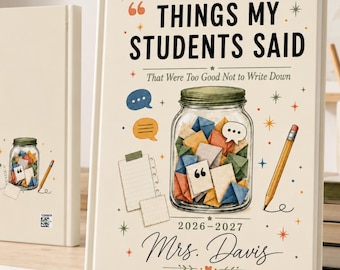 Custom Teacher Journal, Funny Student Sayings, Classroom Quote Book, Teacher Keepsake