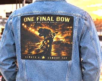 One Final Bow Men's Denim Jacket, Legendary Racer Memorial Jacket, Never Forgotten Racing Tribute, Legends Never Die