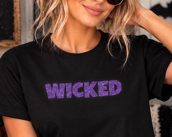 Wicked Glitter Tee, Glitter Witch Shirt, Wicked Halloween Shirt, Purple Glitter Halloween Shirt