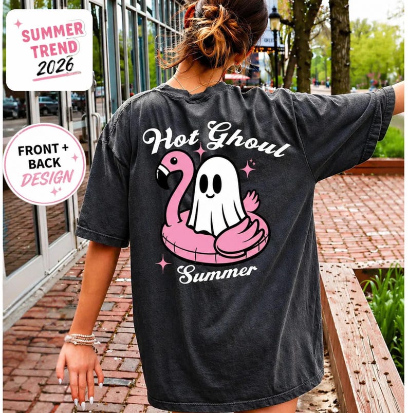 Hot Ghoul Summer Shirt, Comfort Colors Ghost Summer Halloween Shirt, Summerween Vibe Shirt, Summerween Shirt, Front Back Print image 1