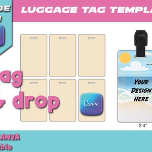 Luggage Tag Template, Luggage Tag Sublimation Template, Luggage Tag PDF, Luggage Tag Personalized, Travel Tag, Work Badge, Canva Editable