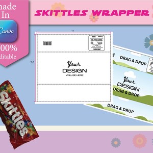 Skittles Wrapper Canva Editable Template, Skittles Candy Label Template, Blank Skittles Candy Wrapper, Custom Canva Skittles Wrapper