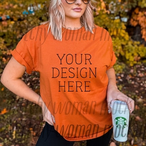 Gildan Mockup, Gildan Texas Orange Mockup, Gildan 2000 Model Mockup , Texas Orange T-Shirt Model Mock up, Halloween Mockup , Fall Mockup