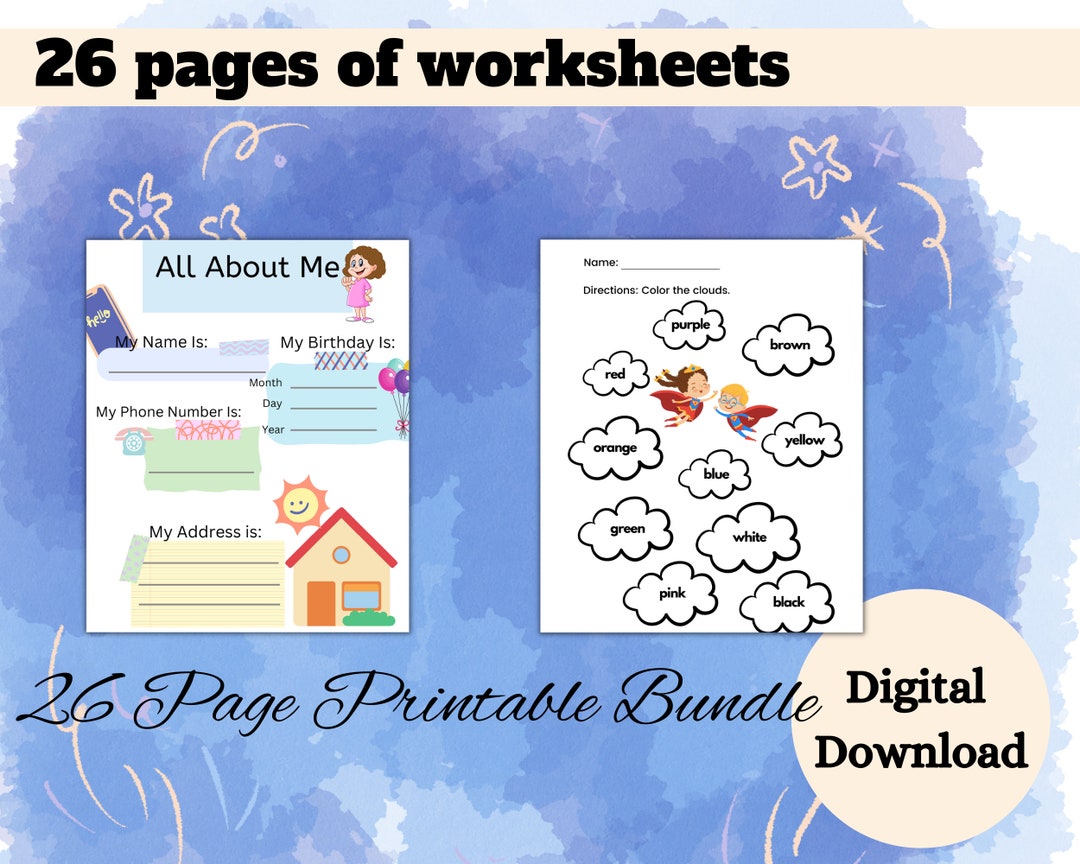 Worksheet Preschool/ Kindergarten/ 1st Grade Learning - Etsy