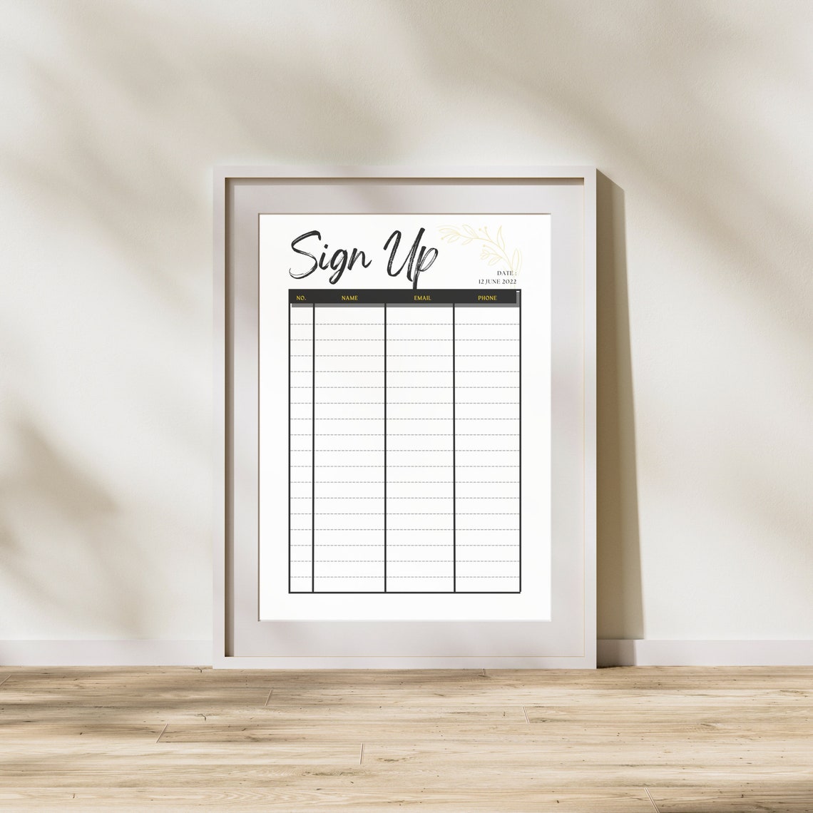 Minimalist Sign up Sheet Email Sign up Forms PRINTABLE Sign Etsy
