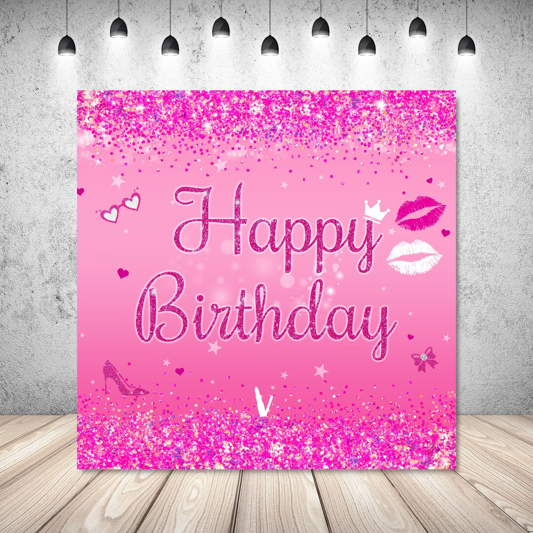 Sweet 16 Birthday Backdrop for Photography Hot Pink Glitters Girl