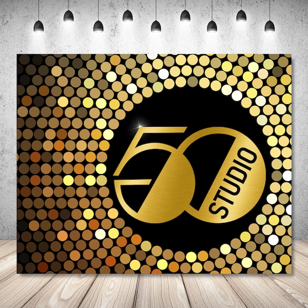 Studio 54 Geburtstag Hintergrund für Fotografie 70er Jahre Disco 40th 50th Birthday Party Banner Personalisierte Gold Schwarz Vinyl Fotostudio Requisiten