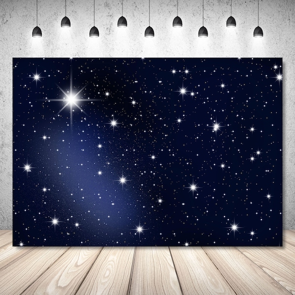 Starry Night Sky Backdrop For Photography Kids 1st Birthday Baby Shower Party Banner Personalized Navy Blue Vinyl Photo Studio Props