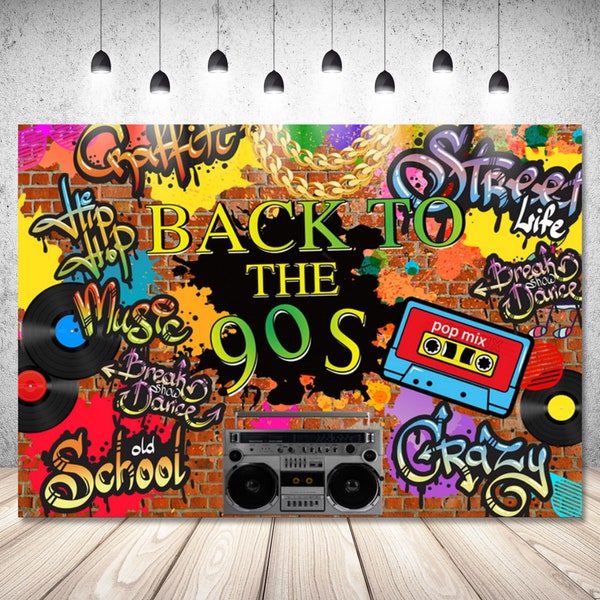 Back To The 90s Graffiti Wall Hip Hop Backdrop For Photography 30Th 40Th Birthday Decor Banner Brick Wall Vinyl Polyester Photo Studio Props
