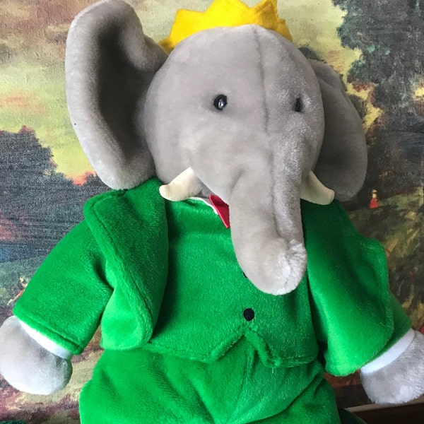 Vintage Babar the  Elephant King Plushie (1988 Gund)