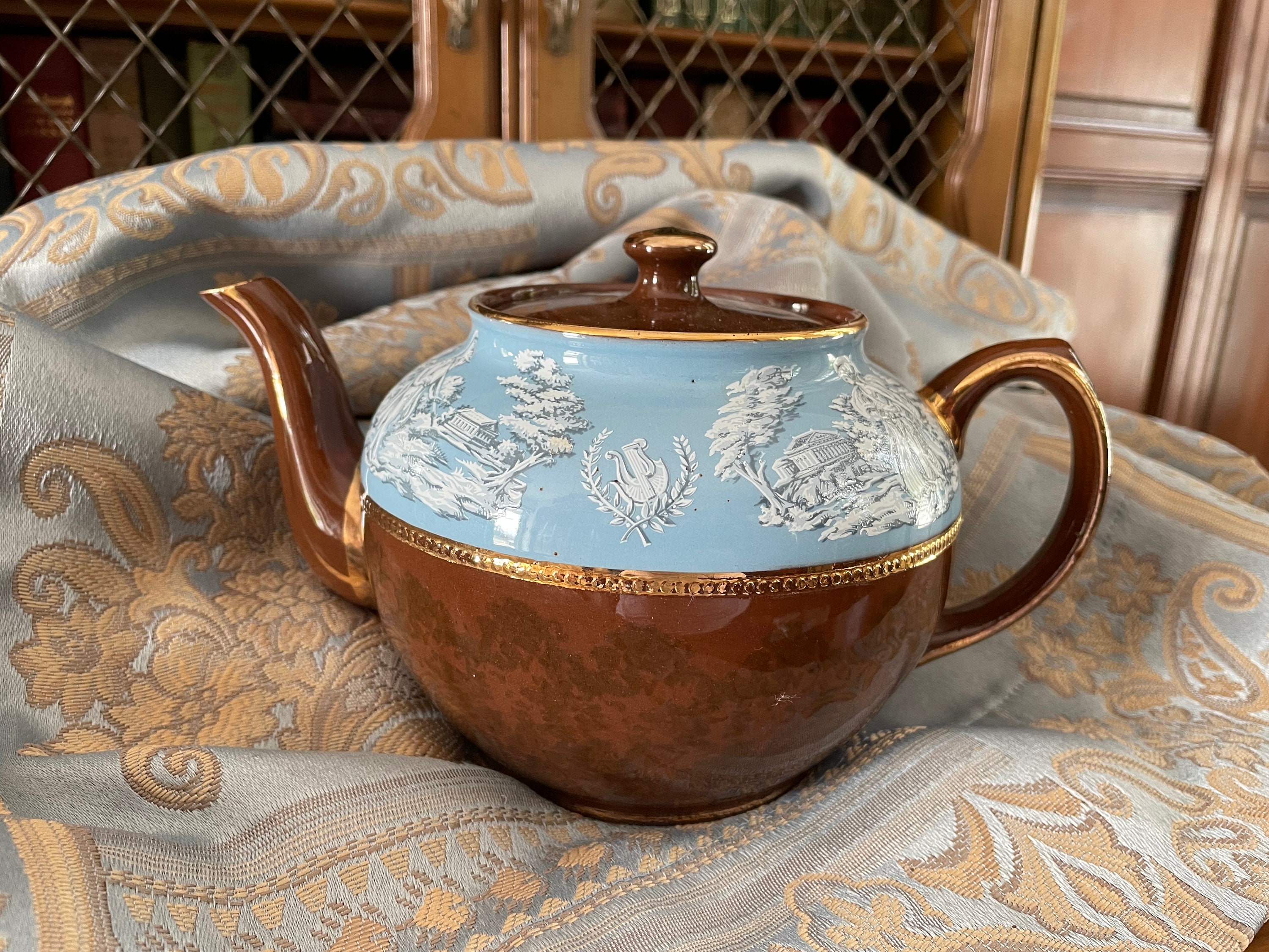 Antique Sadler Staffordshire Teapot signed, England, 1900's Etsy