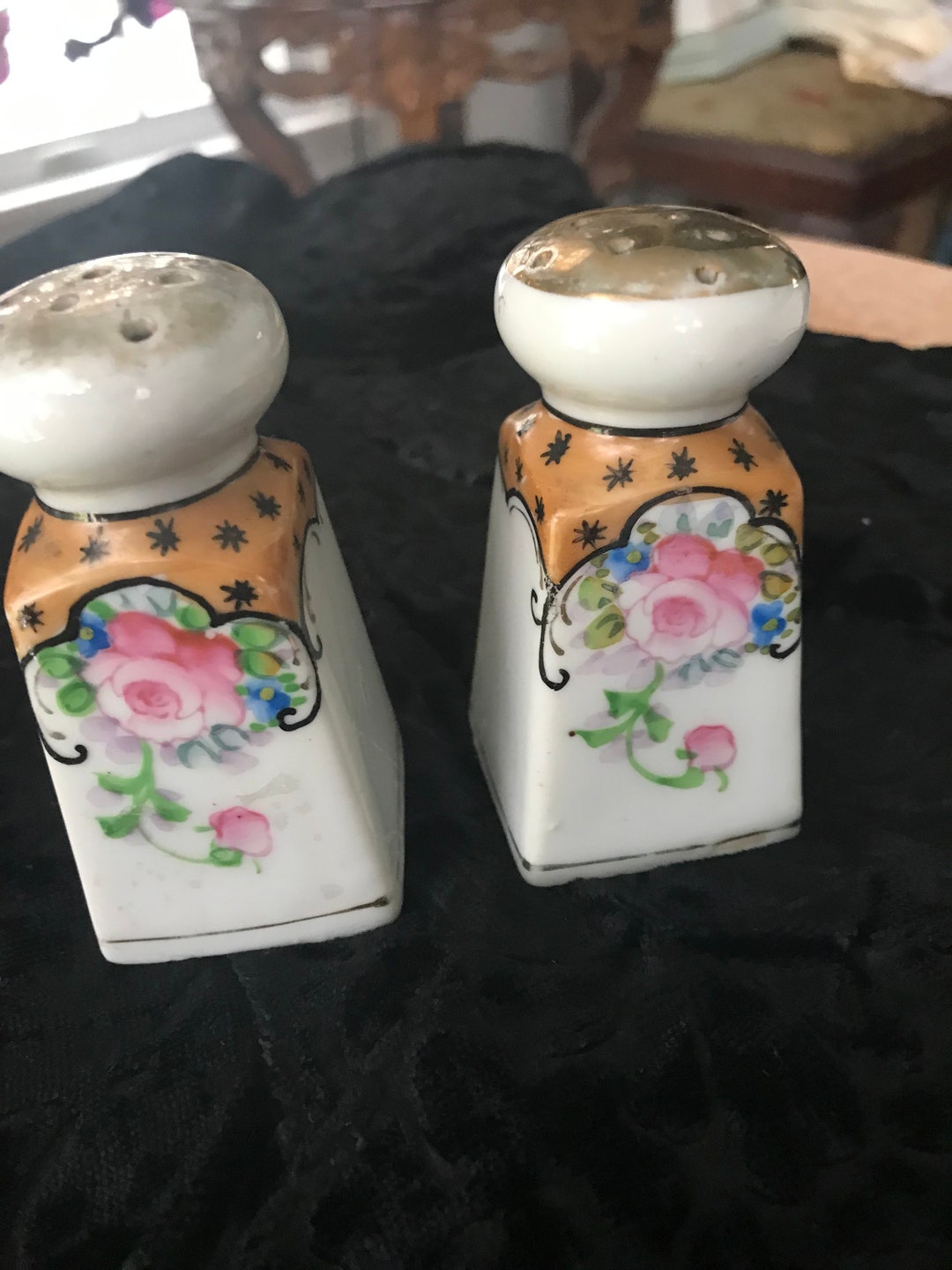 Antique Nippon Japanese Salt and Pepper Shaker Set Etsy