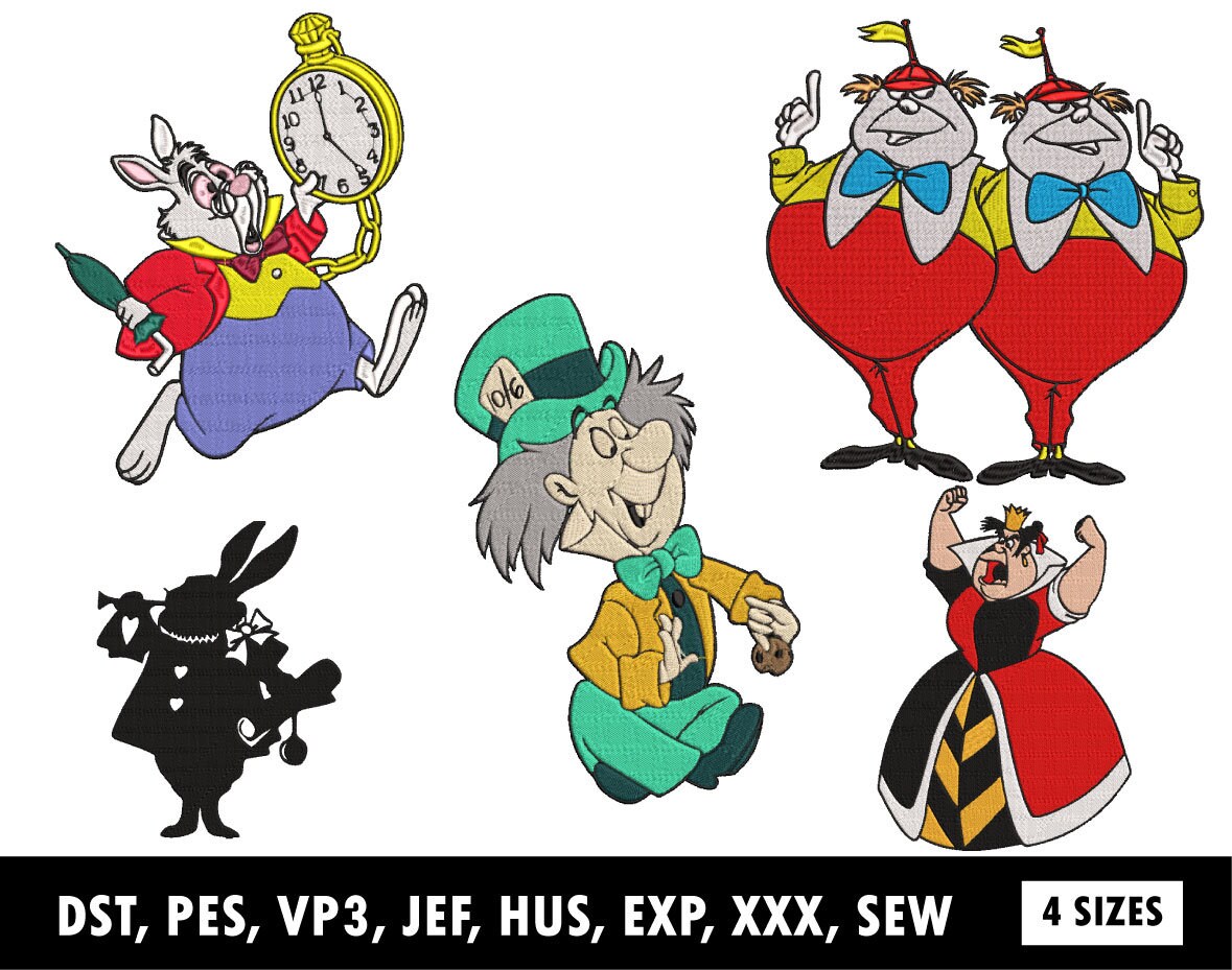 Alice in Wonderland White Rabbit Machine Embroidery Design Etsy UK