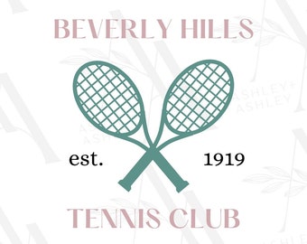 Beverly Hills Tennis Club SVG PNG, Beverly Hills svg, California, Club de Tenis, Abierto de EE.UU., Descarga Digital, Cricut, SVG