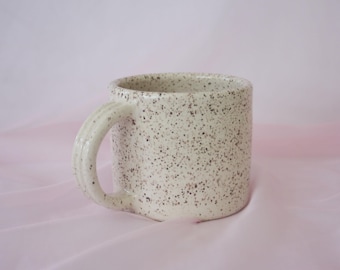 Handmade Speckled Stoneware Mug | Cream Glaze, Ribbed Handle