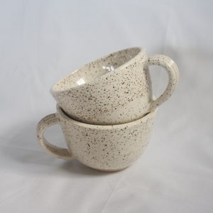 Handmade Speckled Teacup Mug Wheel Thrown Mug, White Mug with Speckles, Gift, Ceramic Mug, Pottery Mug, Mug, White Mug image 3