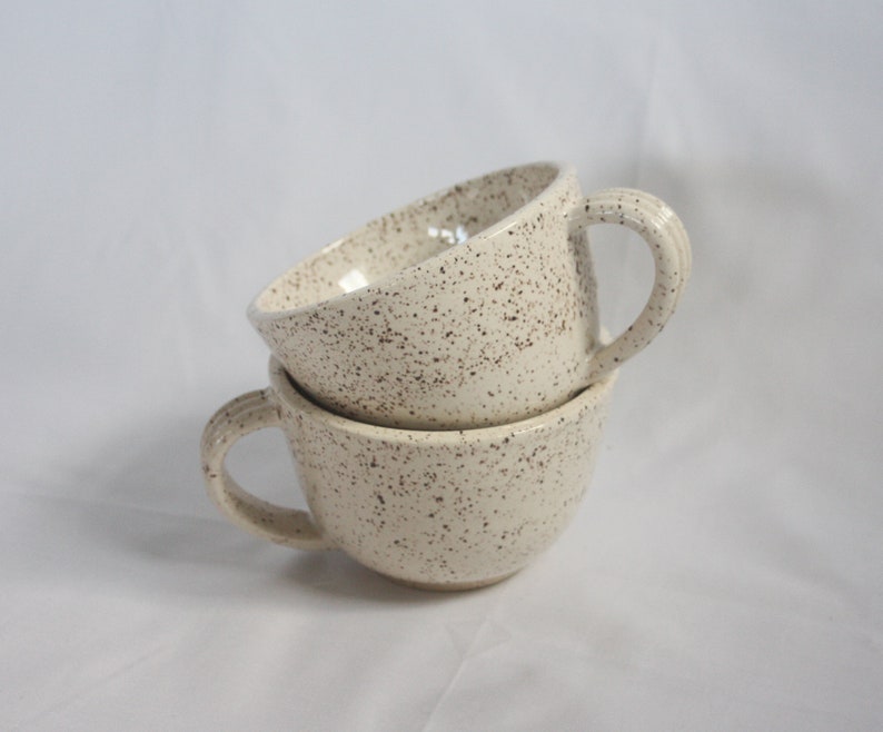 Handmade Speckled Teacup Mug Wheel Thrown Mug, White Mug with Speckles, Gift, Ceramic Mug, Pottery Mug, Mug, White Mug image 3