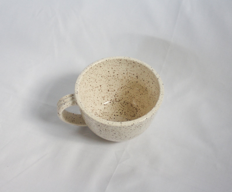 Handmade Speckled Teacup Mug Wheel Thrown Mug, White Mug with Speckles, Gift, Ceramic Mug, Pottery Mug, Mug, White Mug image 2