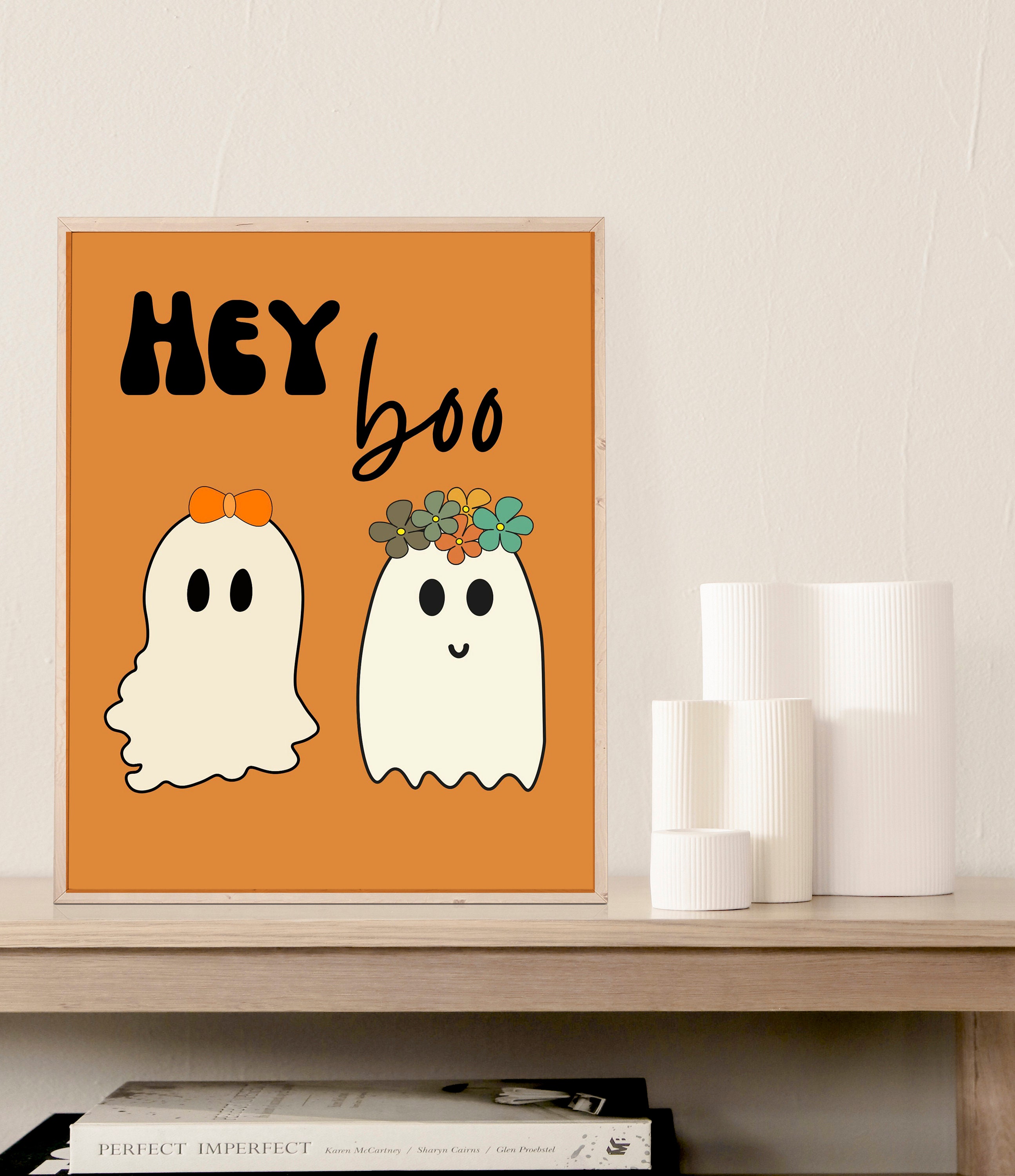 Impressão em tela, arte de parede, desenho de Halloween Boo Ghost