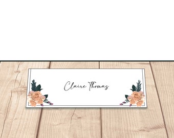 RUSTIC SUMMER | Wedding Place Name Card, Printable Personalised, Digital Download Vertical - 20 cards