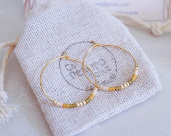 Jungle hoop earrings and Miyuki pearls gilded with 24K fine gold