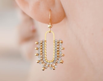 Boucles d'oreilles tissées en perles Miyuki dorées 24K et acier